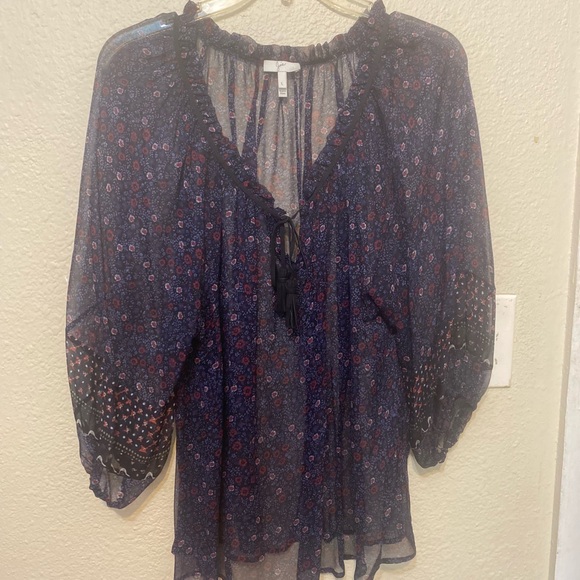 Joie Tops - Joie Midnight Blue Floral Blouse